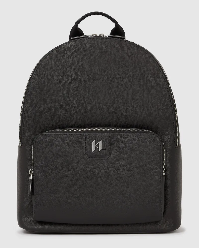 Karl Lagerfeld K/monogram Rucksack Aus Leder, Herren, Schwarz, Größe Schwarz