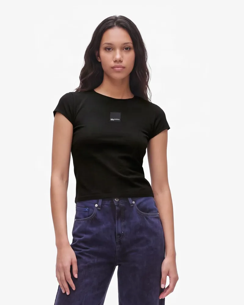 Karl Lagerfeld T-shirt Mit Angeschnittenen Ärmeln, Female, Schwarz, Size Black