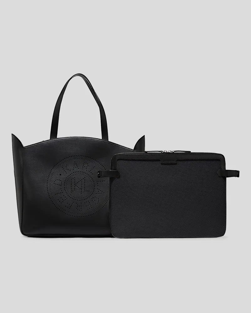 Karl Lagerfeld K/circle tote-bag Mit Beutel Und Lochmuster, Frau, Schwarz, Größe Schwarz