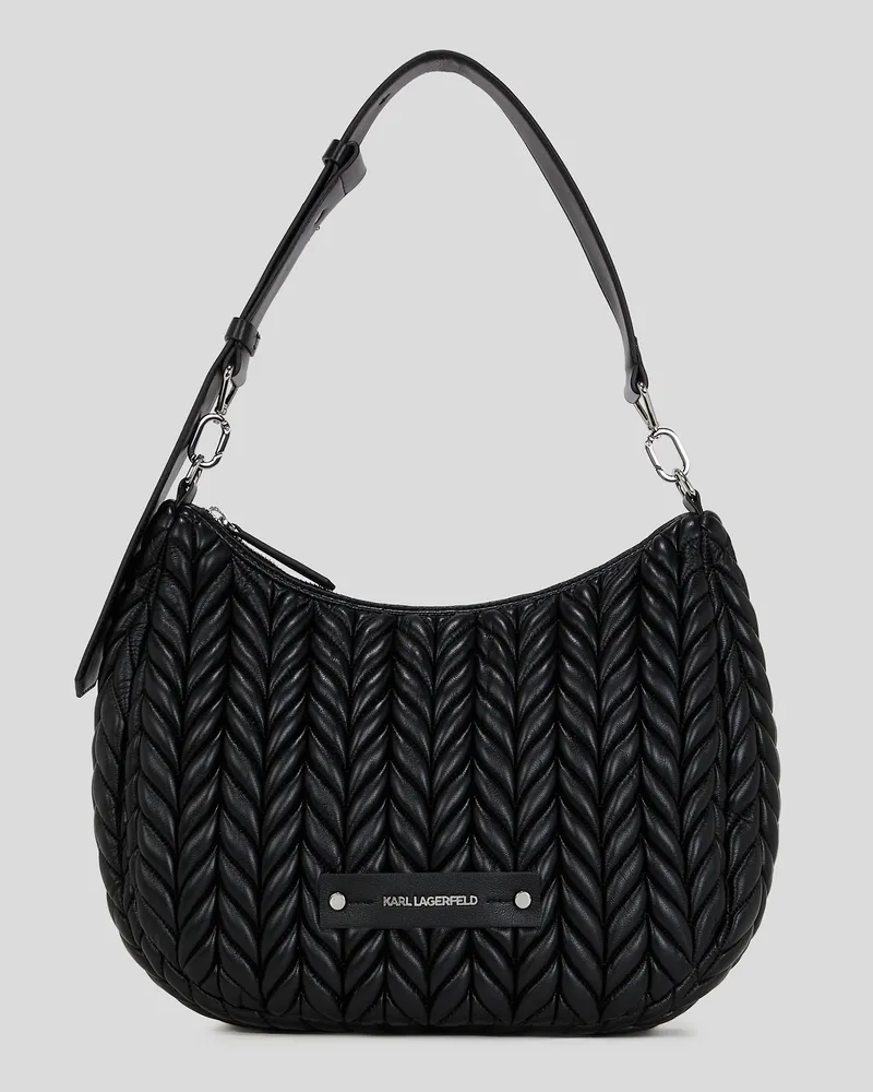 Karl Lagerfeld K/weave Hobo-tasche, Frau, Schwarz-Nickel, Größe Schwarz-nickel
