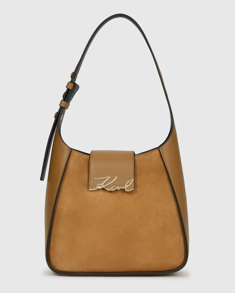 Karl Lagerfeld K/signature Hobo-tasche Aus Wildleder, Damen, Karamell, Größe Karamell