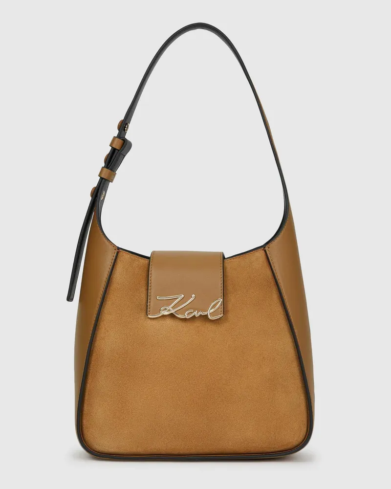 Karl Lagerfeld K/signature Hobo-tasche Aus Wildleder, Damen, Karamell, Größe Karamell