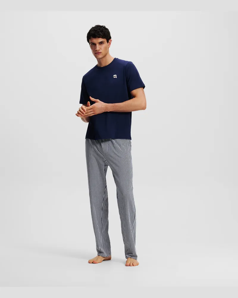 Karl Lagerfeld Pyjama-set Mit Ikon Streifen, Mann, Schwarz-Iris-Weiß-Streifen, Größe Schwarz-iris-weiß-streifen