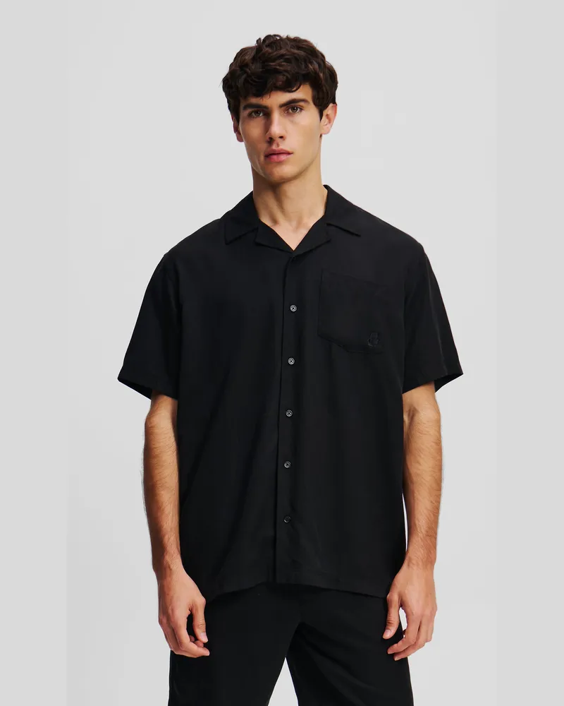 Karl Lagerfeld Kameo Kurzärmeliges Hemd, Herren, Schwarz, Größe Schwarz