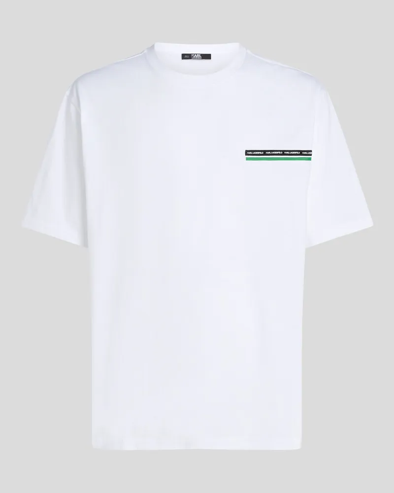 Karl Lagerfeld T-shirt Mit Gewebten Bandstreifen, Mann, Weiss, Größe Weiss