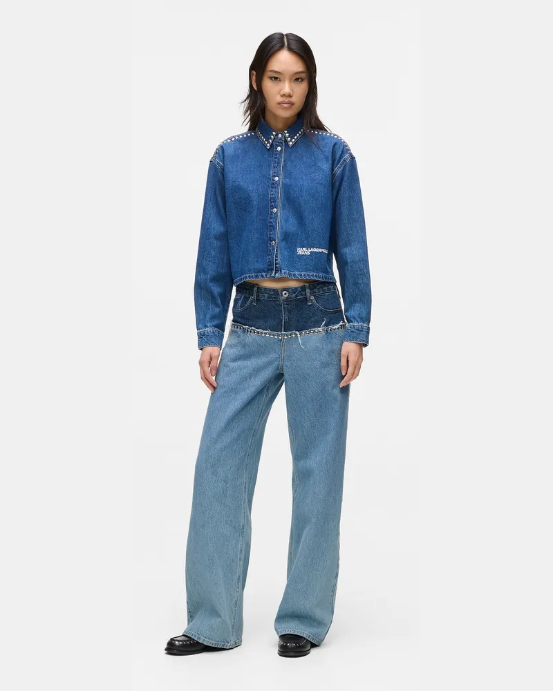 Karl Lagerfeld Legere Jeans Im Colorblock-design, Damen, Mittelblau Geblockt, Größe Mittelblau