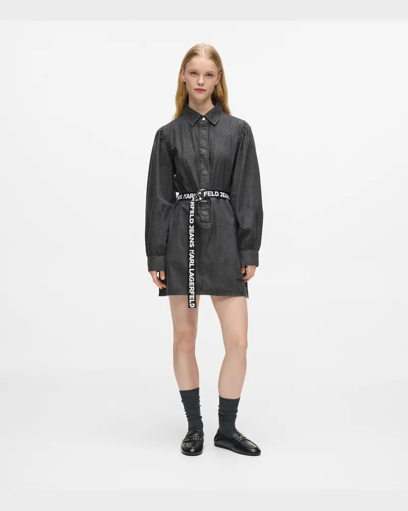 Karl Lagerfeld Jeanskleid Mit Gürtel, Damen, Gewaschenes Schwarz, Größe Gewaschenes