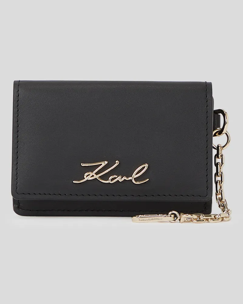Karl Lagerfeld K/signature Kettenkartenhalter, Frau, Schwarz/Gold, Größe Schwarz