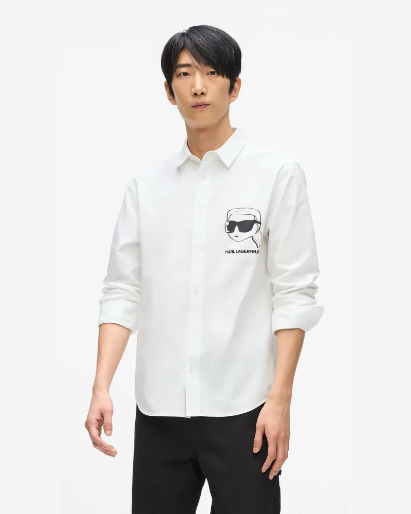 Karl Lagerfeld Ikon Sketch-hemd, Herren, Weiss, Größe Weiss