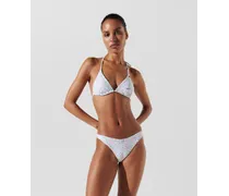Triangel-bikini-oberteil mit Geometrischem Print, Frau, Geometrisches Muster Weiß