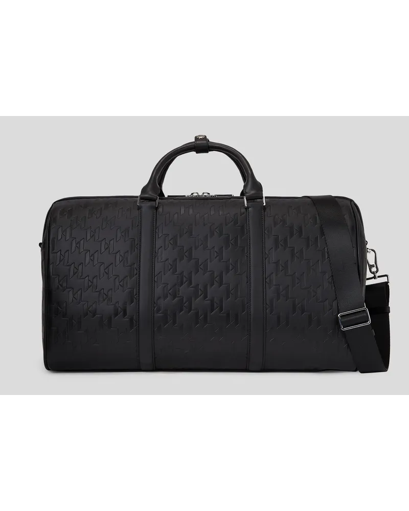 Karl Lagerfeld K/loom Weekender aus Leder, Mann, Schwarz Schwarz