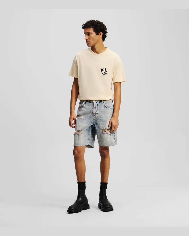 Karl Lagerfeld Shorts In Distressed-optik, Mann, Acid Hellblau Destructe, Größe Acid