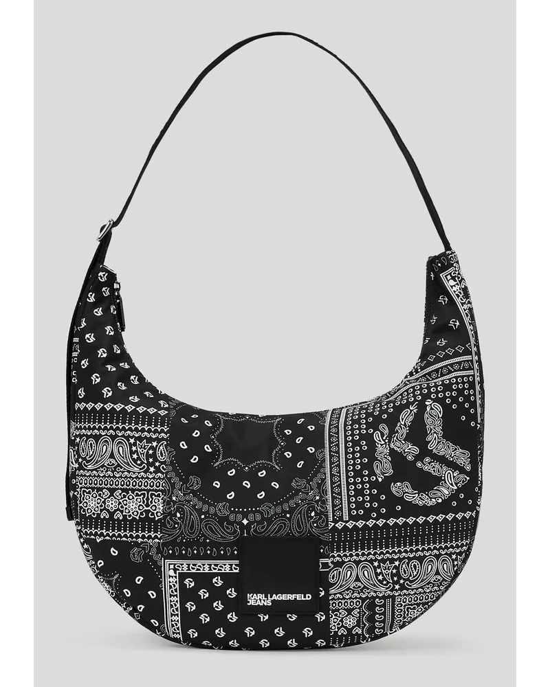 Karl Lagerfeld Klj urban sling-bag aus Nylon, Mann, Aop Bandana Schwarz Aop