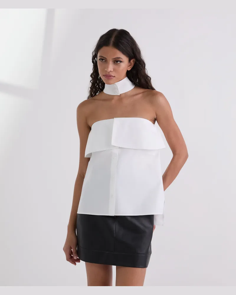 Karl Lagerfeld Trägerloses Popeline-hemd, Female, Weiss, Size White