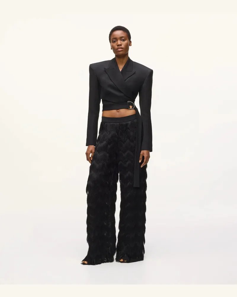 Karl Lagerfeld Kl Studio Hose Mit Fransen, Damen, Schwarz, Größe Schwarz