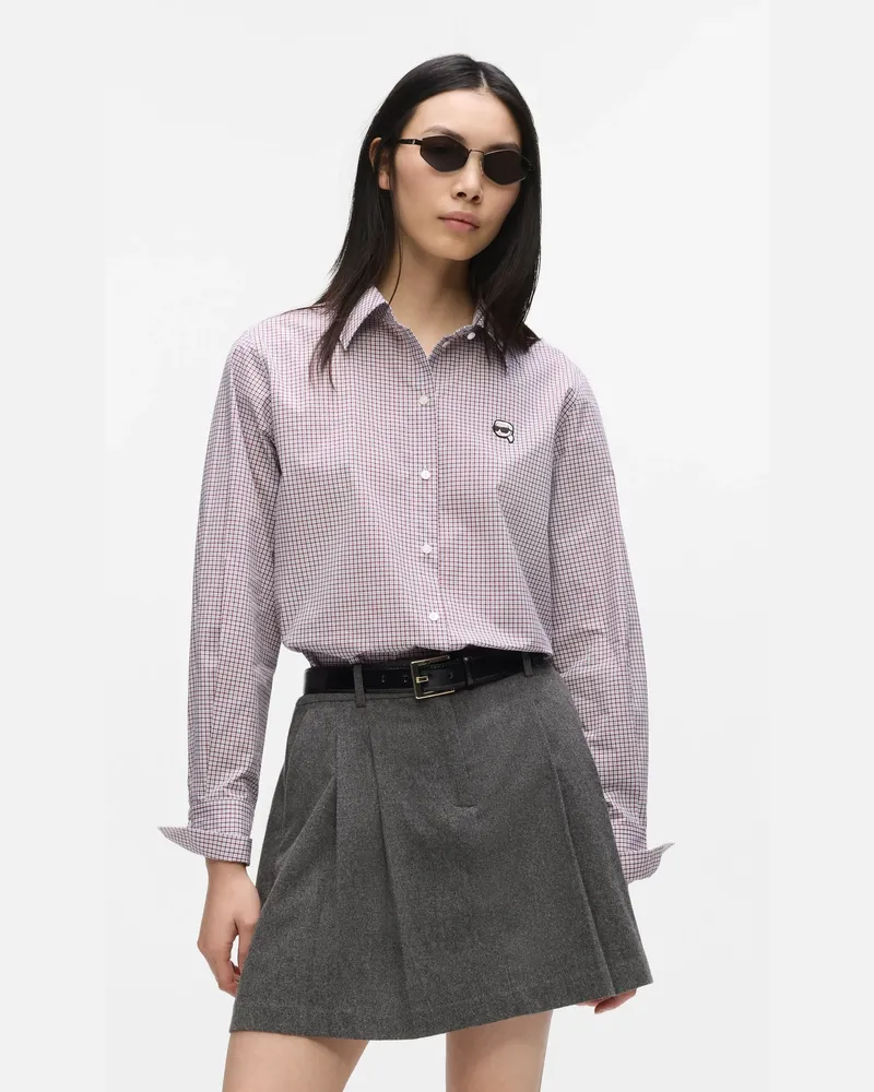 Karl Lagerfeld Ikon Kariertes Hemd, Female, White-red Ikon Check, Size Pink