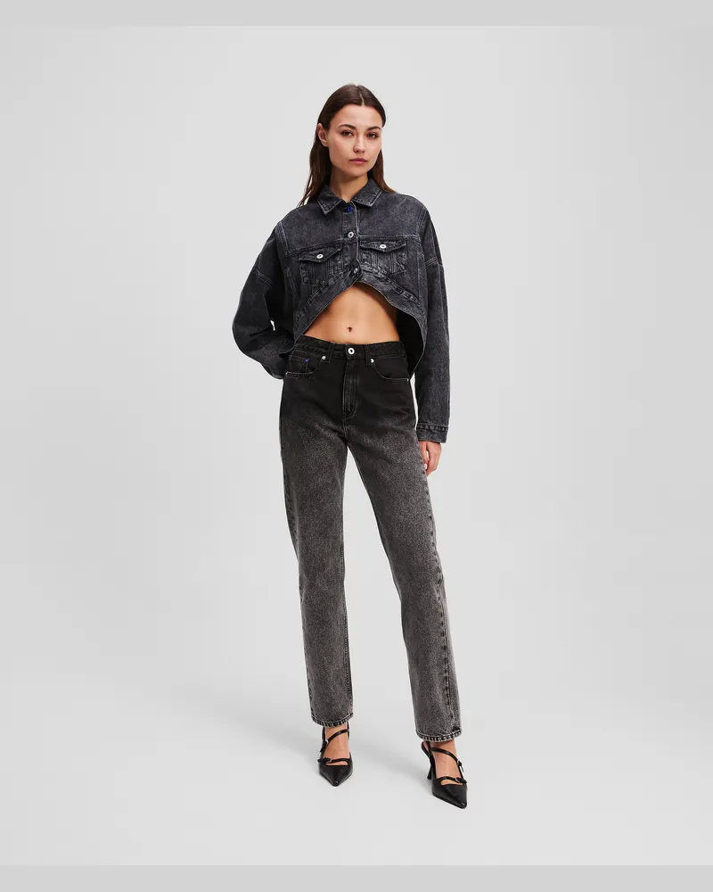 Karl Lagerfeld Hoch Geschnittene Ombré-jeans Mit Geradem Bein, Frau, Washed Black Ombre, Größe Washed