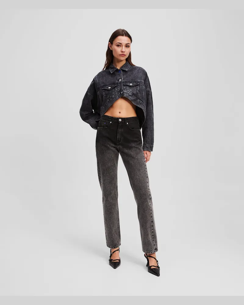 Karl Lagerfeld Hoch Geschnittene Ombré-jeans Mit Geradem Bein, Damen, Washed Black Ombre, Größe Washed
