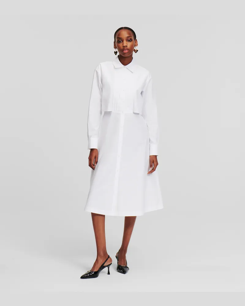 Karl Lagerfeld Hemdkleid Mit Latzeinsatz, Frau, Weiss, Größe Weiss