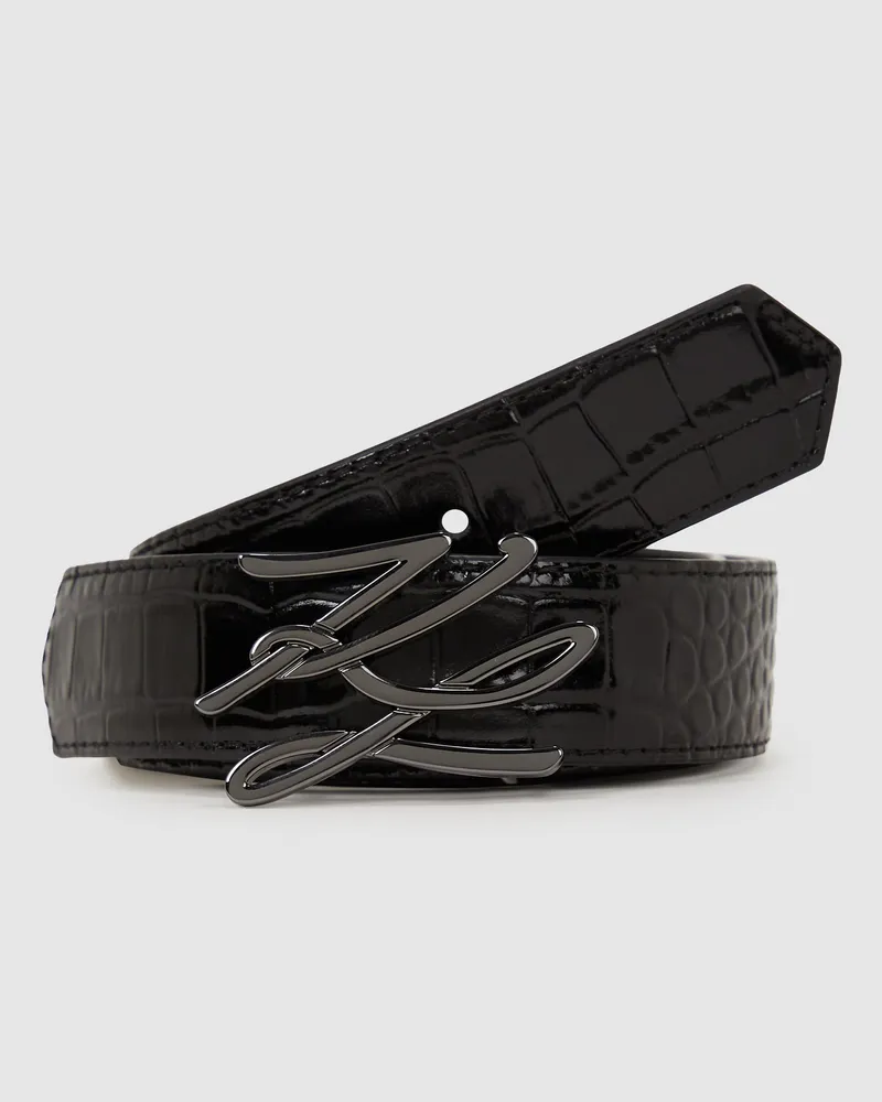 Karl Lagerfeld K/autograph Gürtel Mit Krokodil-effekt, Damen, Schwarz, Größe Schwarz