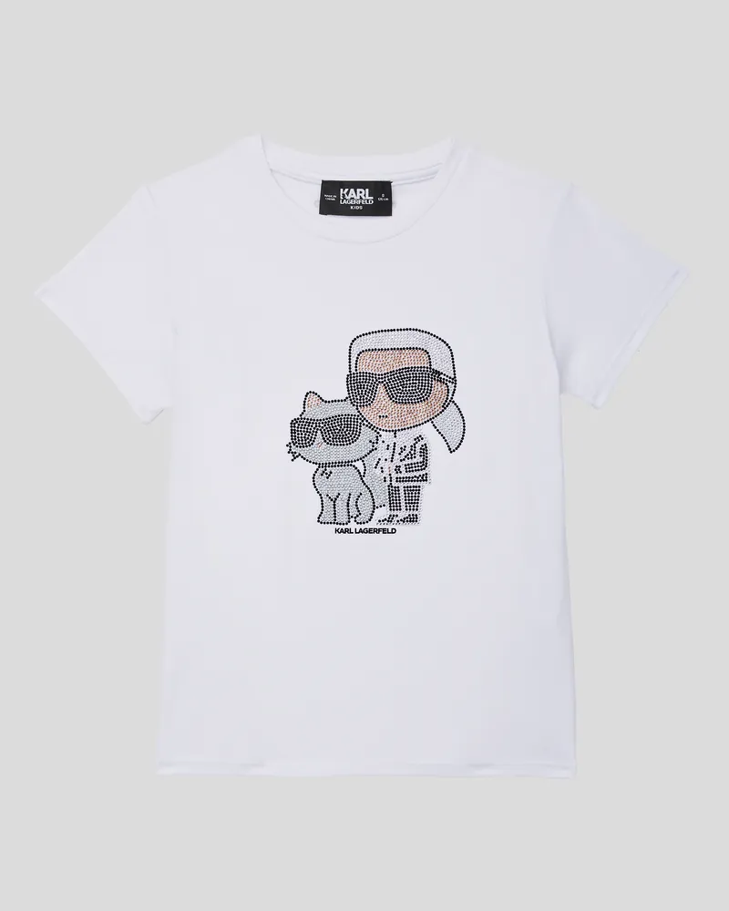 Karl Lagerfeld T-shirt Mit Strasssteinen Für Mädchen, unisex, Weiss, Größe Weiss