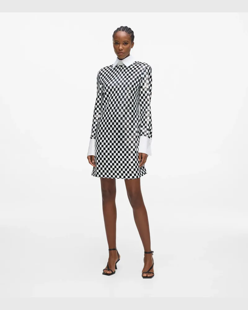 Karl Lagerfeld Pailletten-minikleid Im Schachbrettmuster, Damen, Weiss/schwarz, Größe Weiss