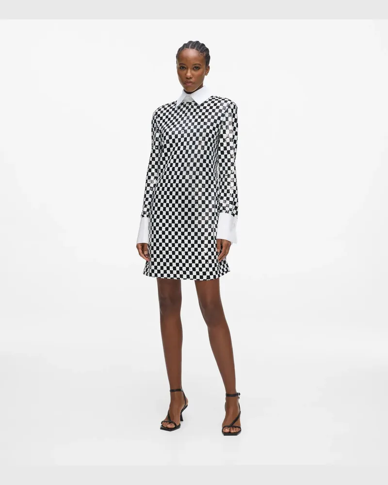 Karl Lagerfeld Pailletten-minikleid Im Schachbrettmuster, Damen, Weiss/schwarz, Größe Weiss