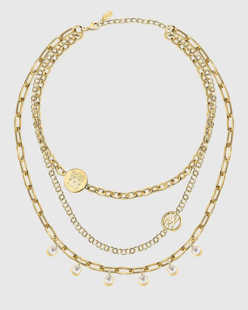 Karl Lagerfeld Mehrreihige Maison De Karl Halskette, Damen, Gold, Größe Gold