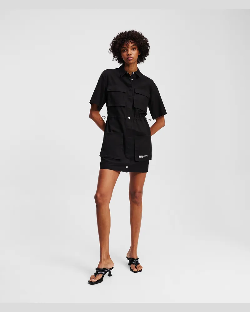 Karl Lagerfeld Utility-hemdkleid, Frau, Schwarz, Größe Schwarz