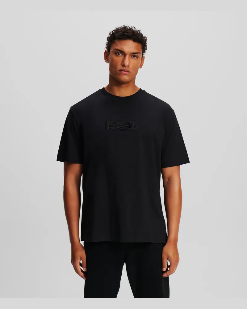 Karl Lagerfeld Art deco-t-shirt Mit Logo, Mann, Schwarz, Größe Schwarz