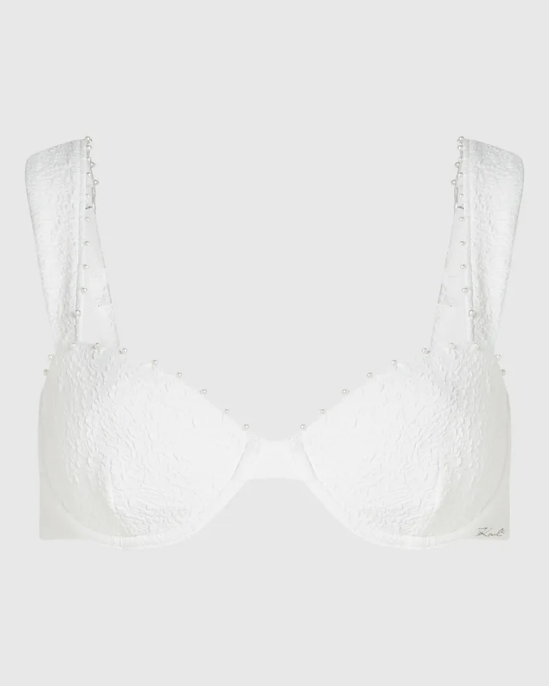 Karl Lagerfeld Strukturiertes Bikini-top Perlen Und Bügeln, Damen, Cannoli Creme, Größe Cannoli