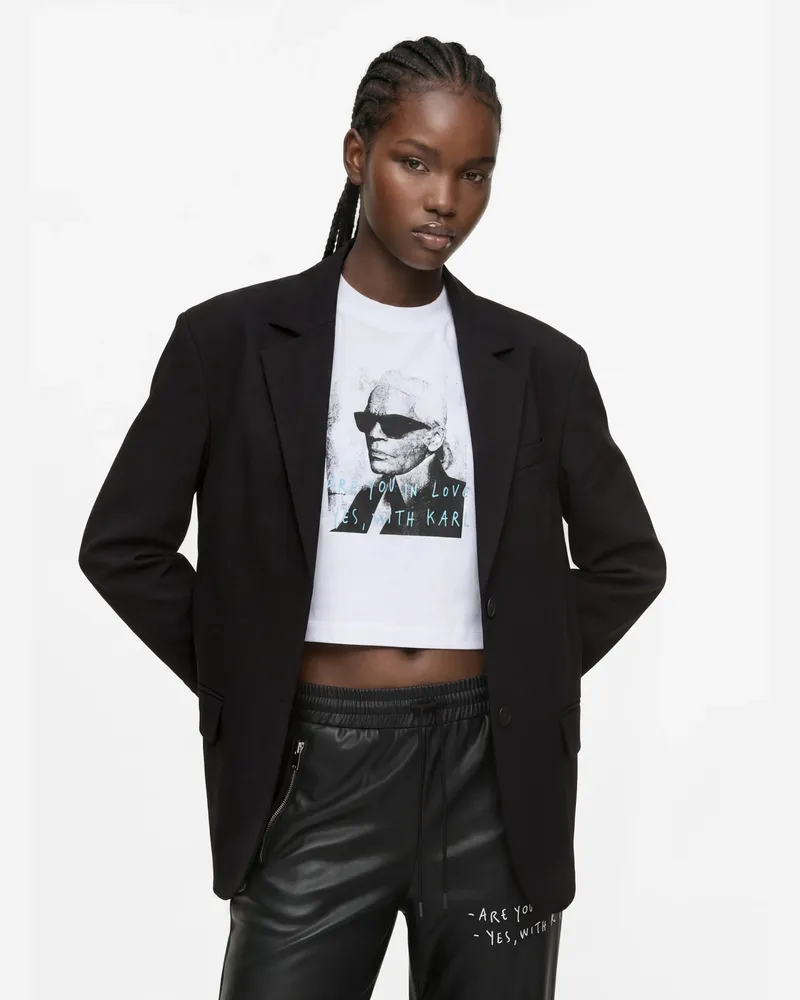 Karl Lagerfeld Klj X Pietro Terzini Oversize-blazer Im Kastenförmigen Schnitt, Damen, Schwarz, Größe Schwarz