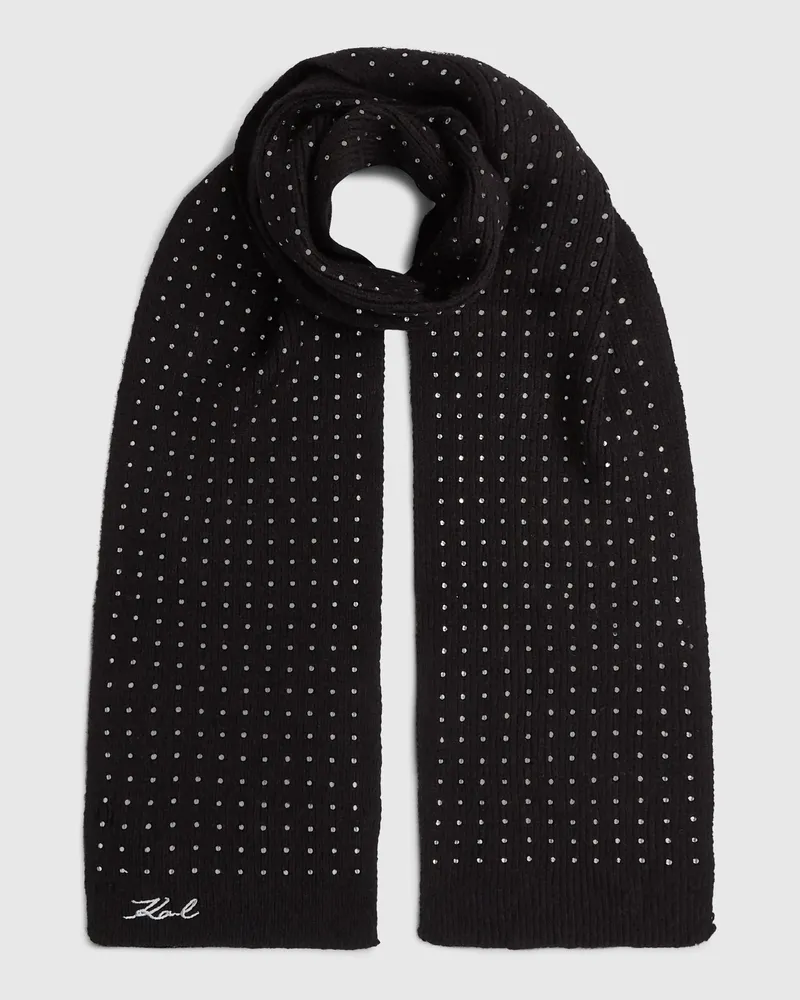 Karl Lagerfeld Langer K/signature Strassschal, Female, Schwarz, Size Black