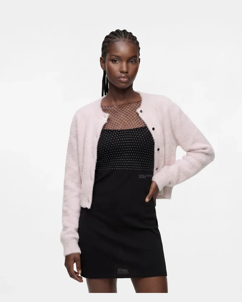 Karl Lagerfeld Kurz Geschnittene Strickjacke, Damen, Fliederschnee, Größe Fliederschnee