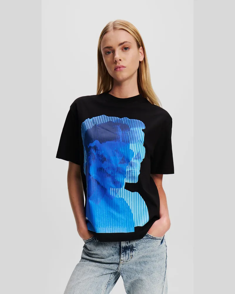 Karl Lagerfeld Klj karl-t-shirt mit aufdruck, Frau, Schwarz Schwarz