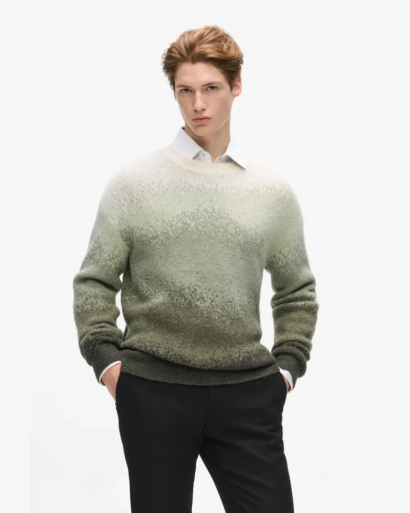 Karl Lagerfeld Pullover Mit Farbverlauf Und Rundhalsausschnitt, Herren, Army Green, Größe Army