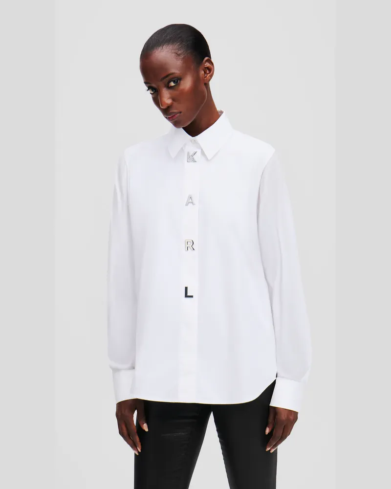 Karl Lagerfeld Bluse Mit Karl-schriftzug, Frau, Weiss, Größe Weiss