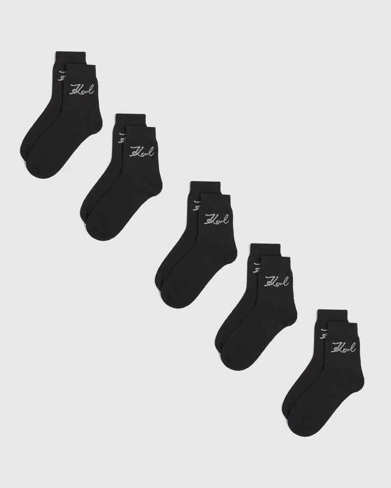 Karl Lagerfeld Signature-socken – 5er-pack, Female, Schwarz, Size Black