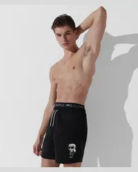 Karl Lagerfeld Ikonik karl -board-shorts mit Doppeltem Bund, Mann, Schwarz Schwarz