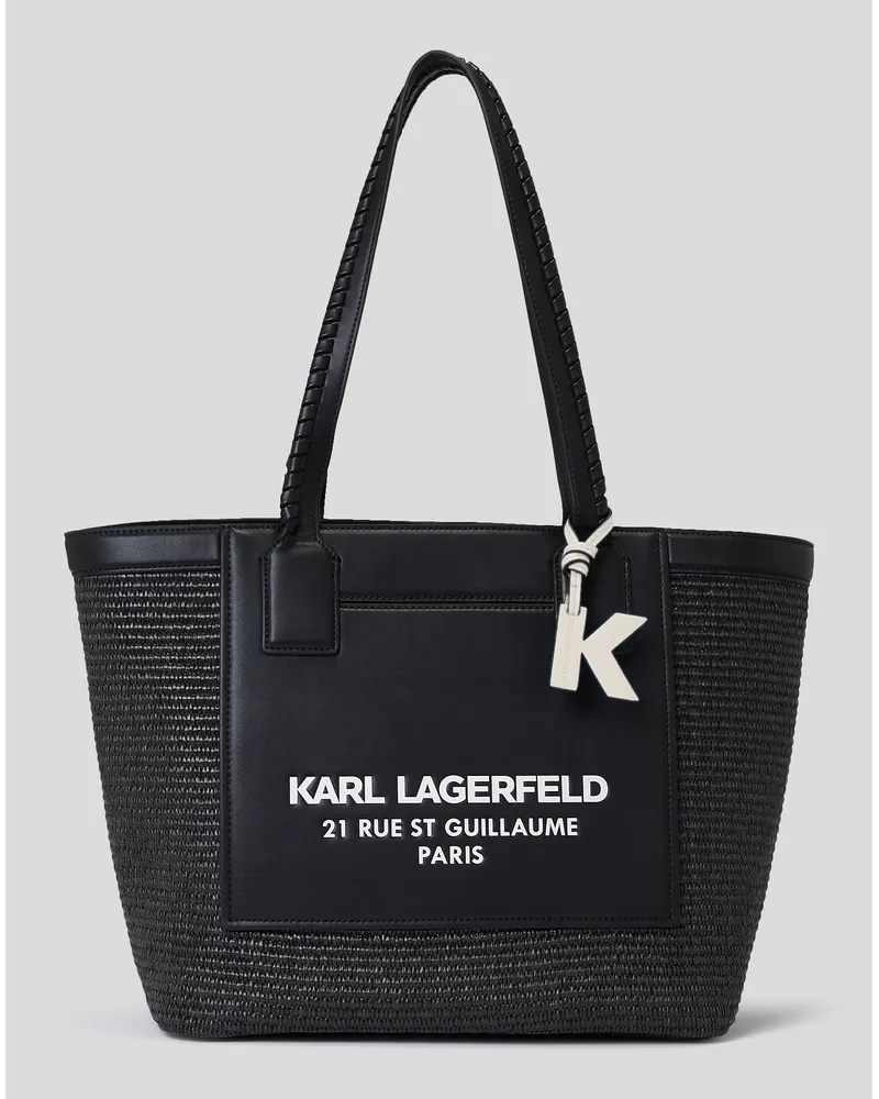 Karl Lagerfeld Rue st-guillaume Grosse Tote-bag aus Bast, Frau, Schwarz Schwarz