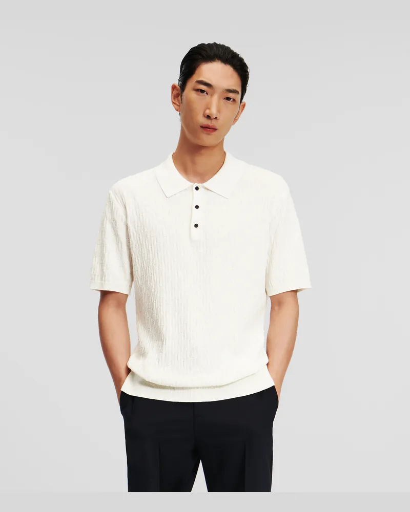 Karl Lagerfeld Gestricktes Poloshirt Mit Monogramm, Mann, Pristine, Größe Pristine