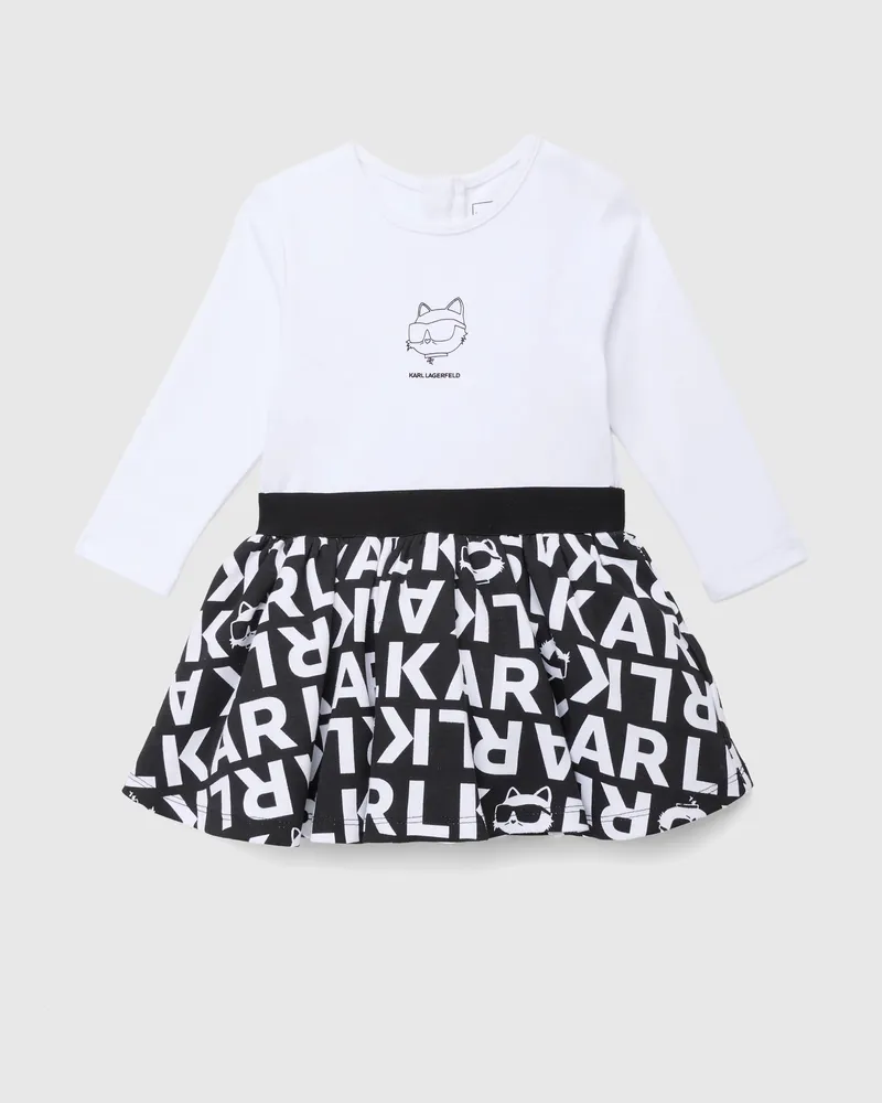 Karl Lagerfeld Kleid Mit Ikon-allover-print Für Mädchen, Weiss/schwarz, Größe Weiss