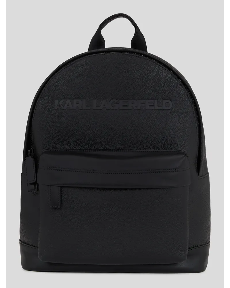 Karl Lagerfeld K/essential Rucksack aus Leder, Mann, Schwarz Schwarz