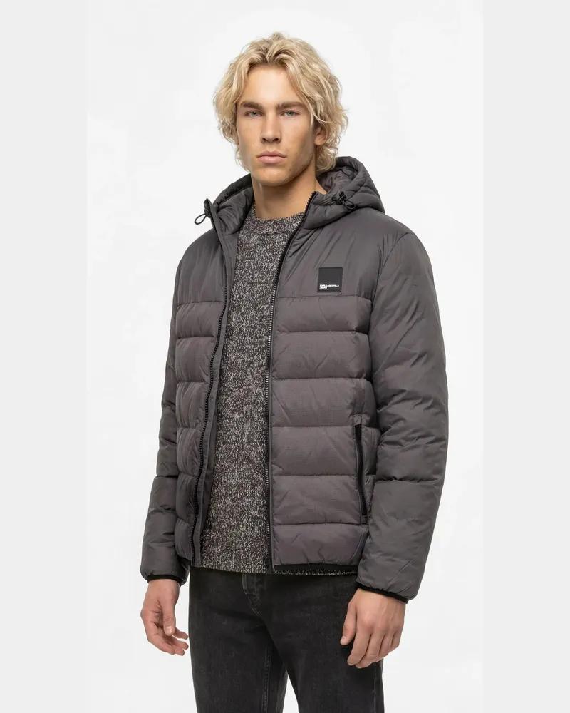 Karl Lagerfeld Leichte, Wattierte Kapuzenjacke, Male, Tornado, Size Grey