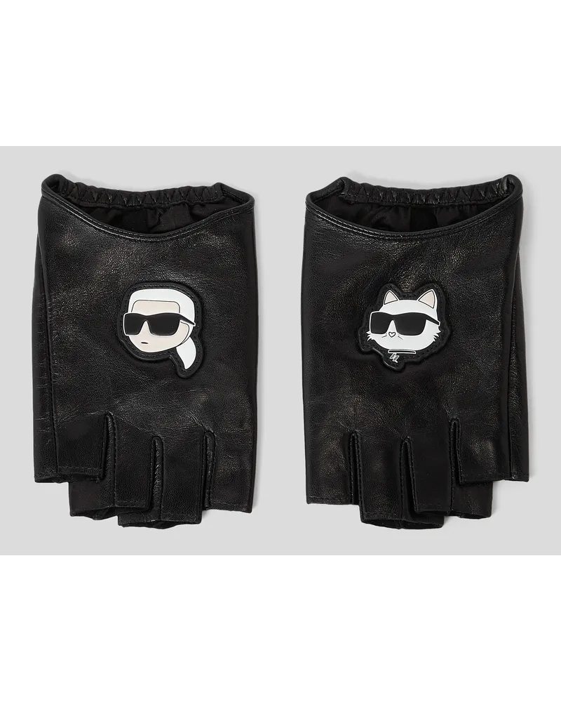 Karl Lagerfeld K/ikonik  fingerlose Handschuhe, Frau, Schwarz Schwarz