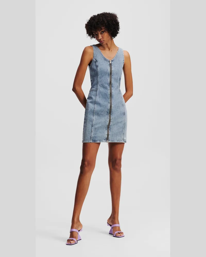 Karl Lagerfeld Jeanskleid Mit V-ausschnitt, Damen, Vintage Hellblau, Größe Vintage