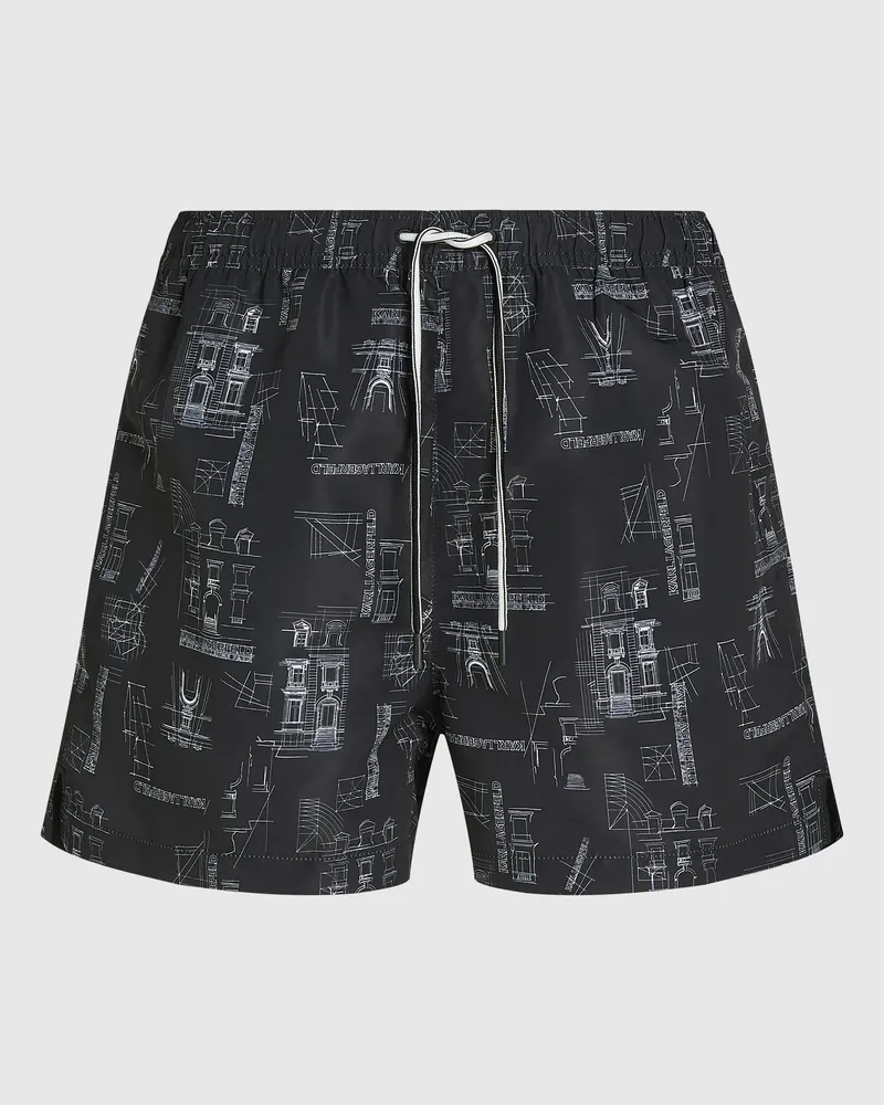 Karl Lagerfeld Maison De Karl Kurze Boardshorts, Male, Maison All Over Print, Size Black