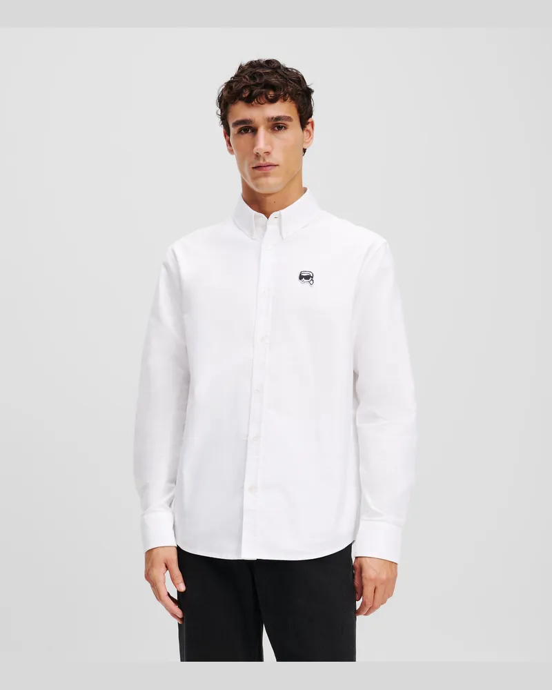 Karl Lagerfeld Ikon oxford-hemd, Mann, Weiss, Größe Weiss