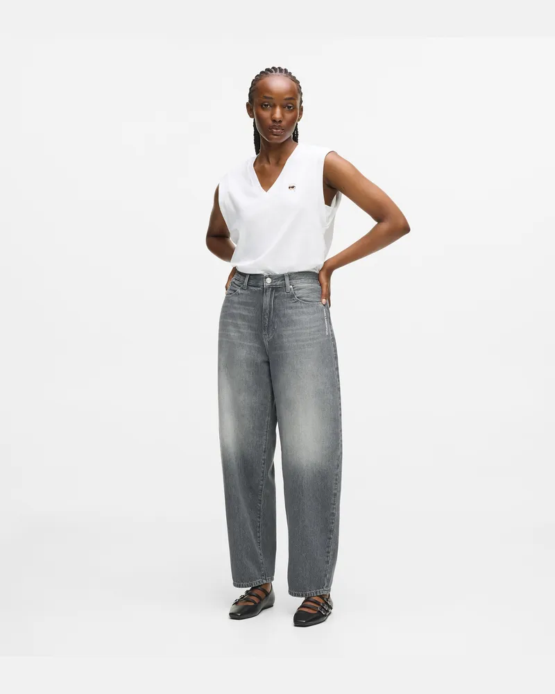 Karl Lagerfeld Ikon Barrel-leg-jeans, Damen, Washed Light Grey, Größe Washed