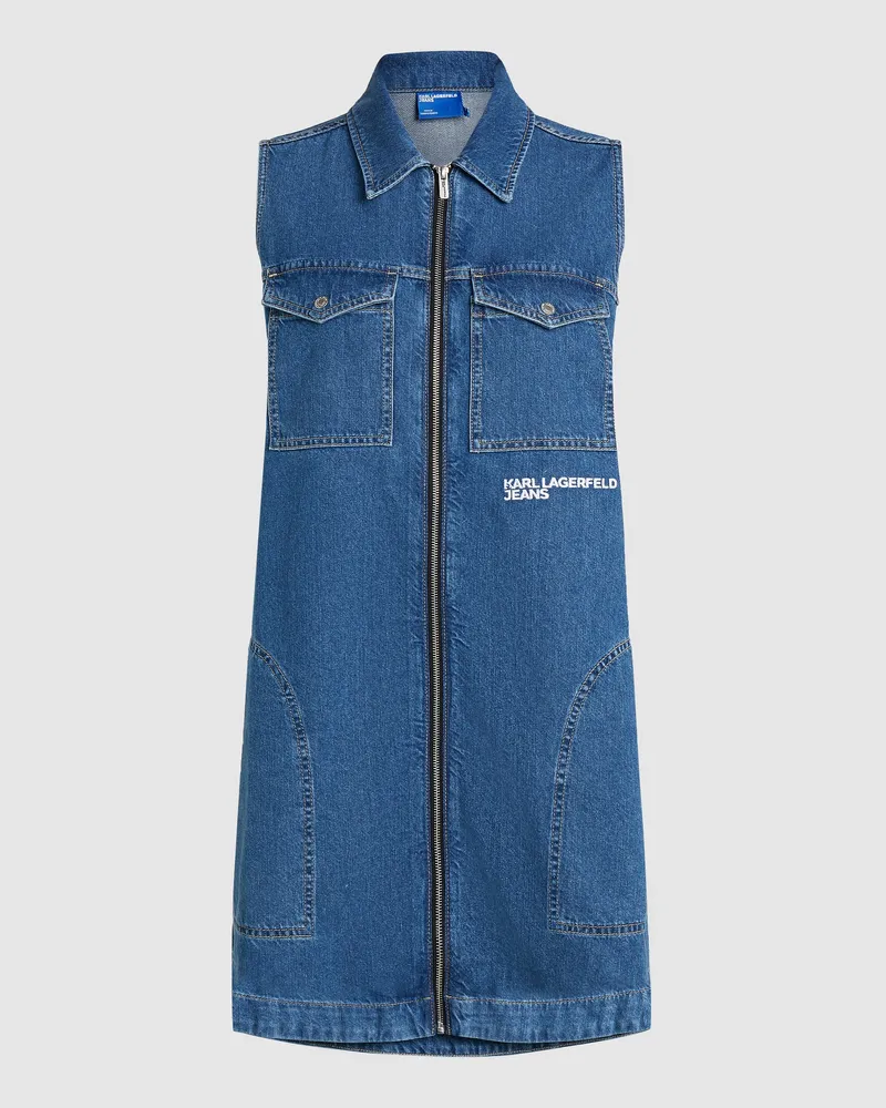 Karl Lagerfeld Jeanskleid Mit Reissverschluss, Damen, Mittelblau, Größe Mittelblau
